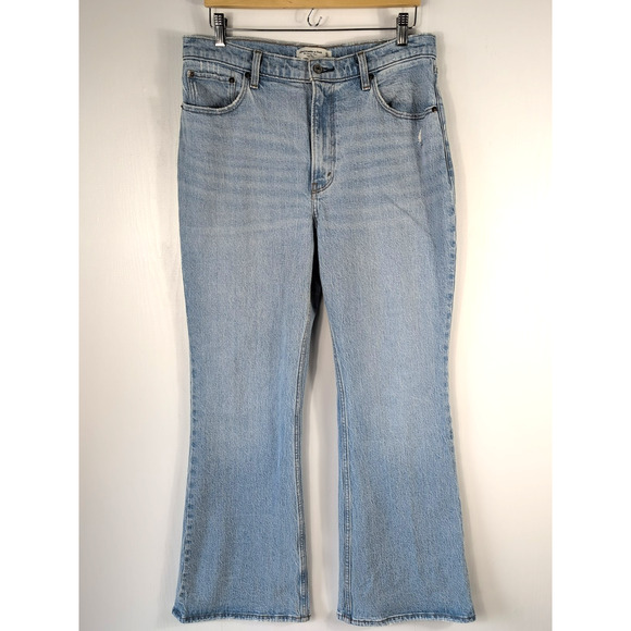 Abercrombie & Fitch Flare Jeans Womens 31/12R Light Wash High Rise Vintage Y2K - Picture 1 of 16